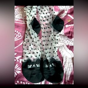 Cat socks with dots adult one size